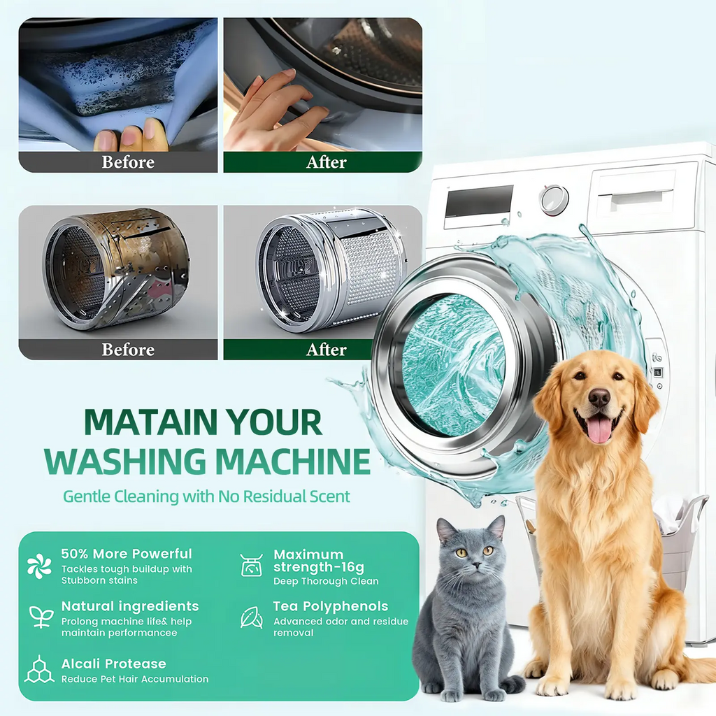 Washing Machine Cleaner Tablets | SOPAMI Deep Clean, Odor Eliminator & Pet-Safe Eco Formula