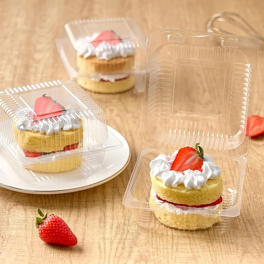 Clear Plastic Food Containers with Hinged Lids