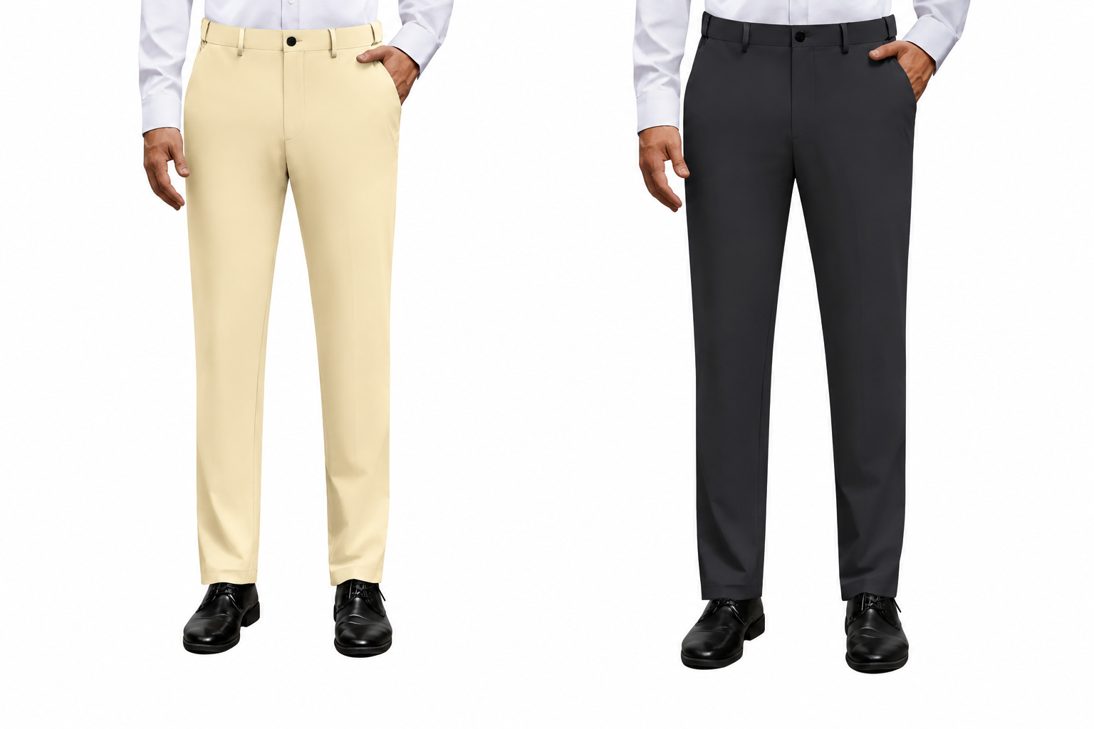Alimens&Gentle Men's Stretch Dress Pants No Iron Golf Pants Expandable Waist Flat Front Business Casual Formal Pants