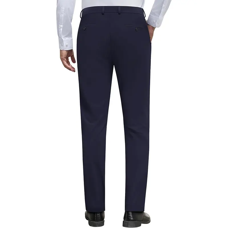 Alimens&Gentle Men's Stretch Dress Pants No Iron Golf Pants Expandable Waist Flat Front Business Casual Formal Pants