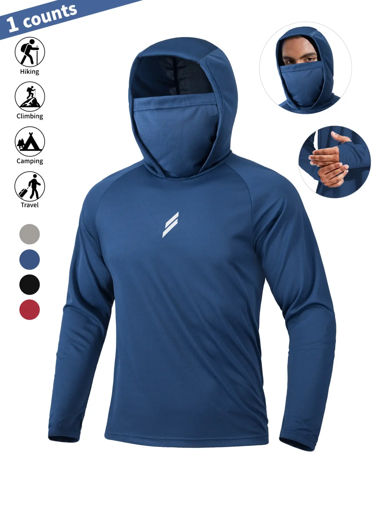 Men's Sun Protection Hoodie with Face Mask – UPF Quick-Dry Fishing Jacket | S–XXL