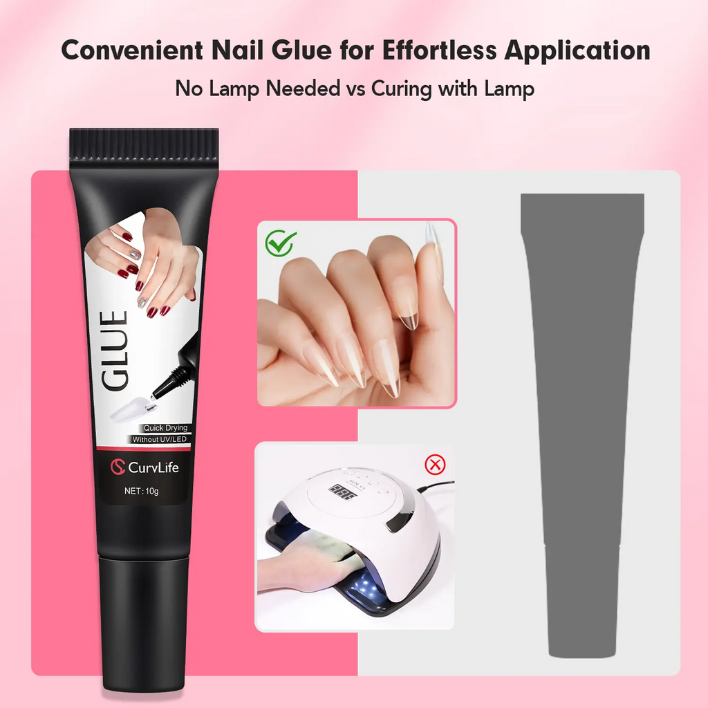Nail Glue & Remover Kit | Quick-Dry Semi-Solid Press-On Nail Adhesive Gel – No UV Lamp Needed