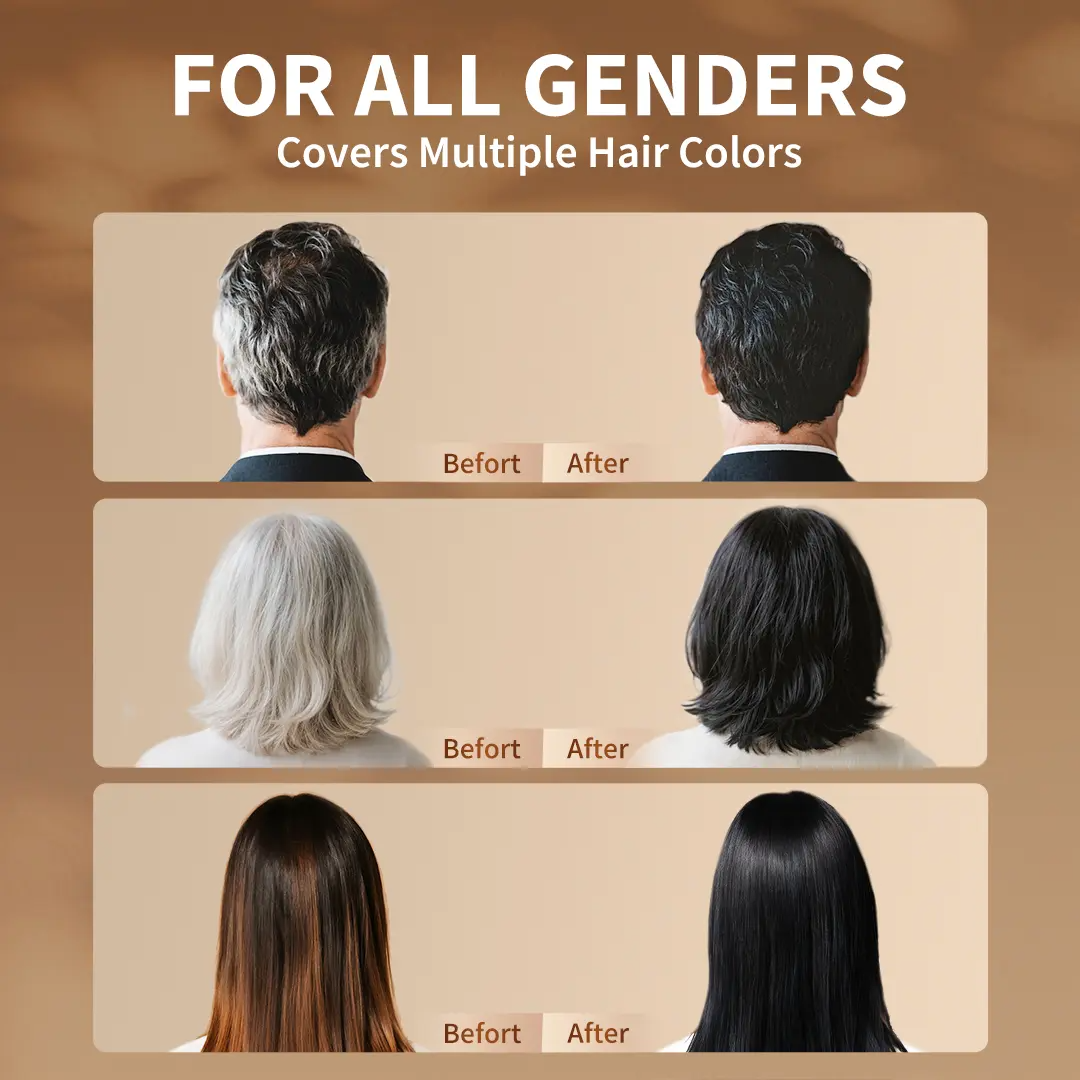 3-in-1 Herbal Hair Dye Shampoo – Ammonia-Free Gray Coverage, 500ml