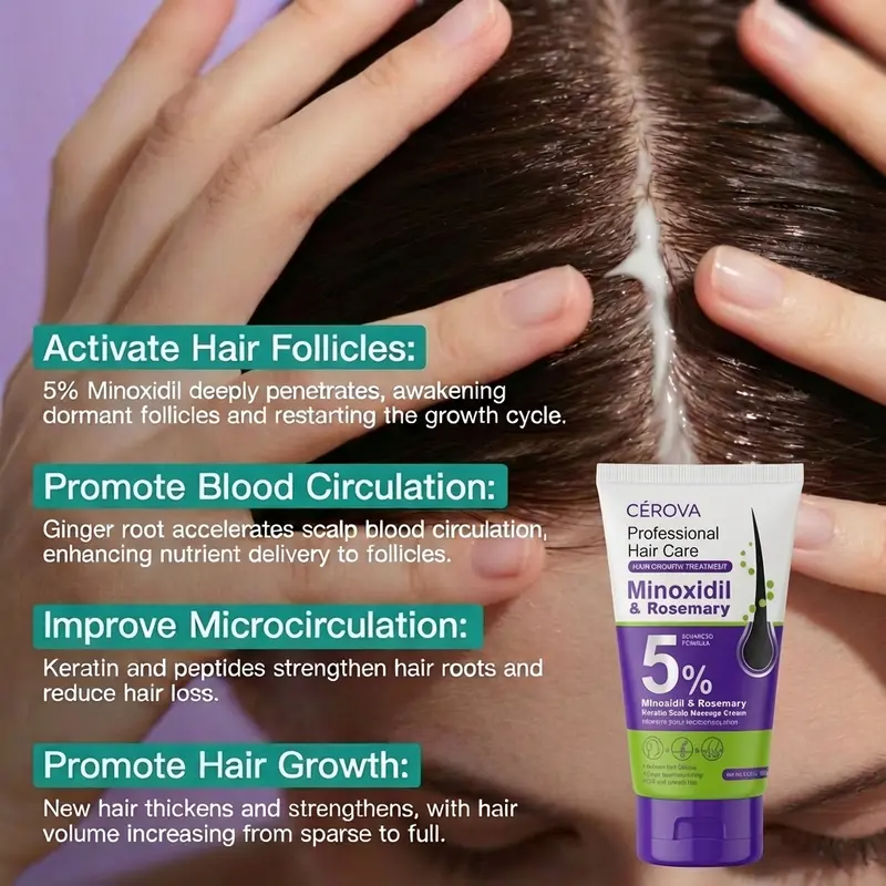 5% Minoxidil Scalp Cream with Ginger, Rosemary & Keratin