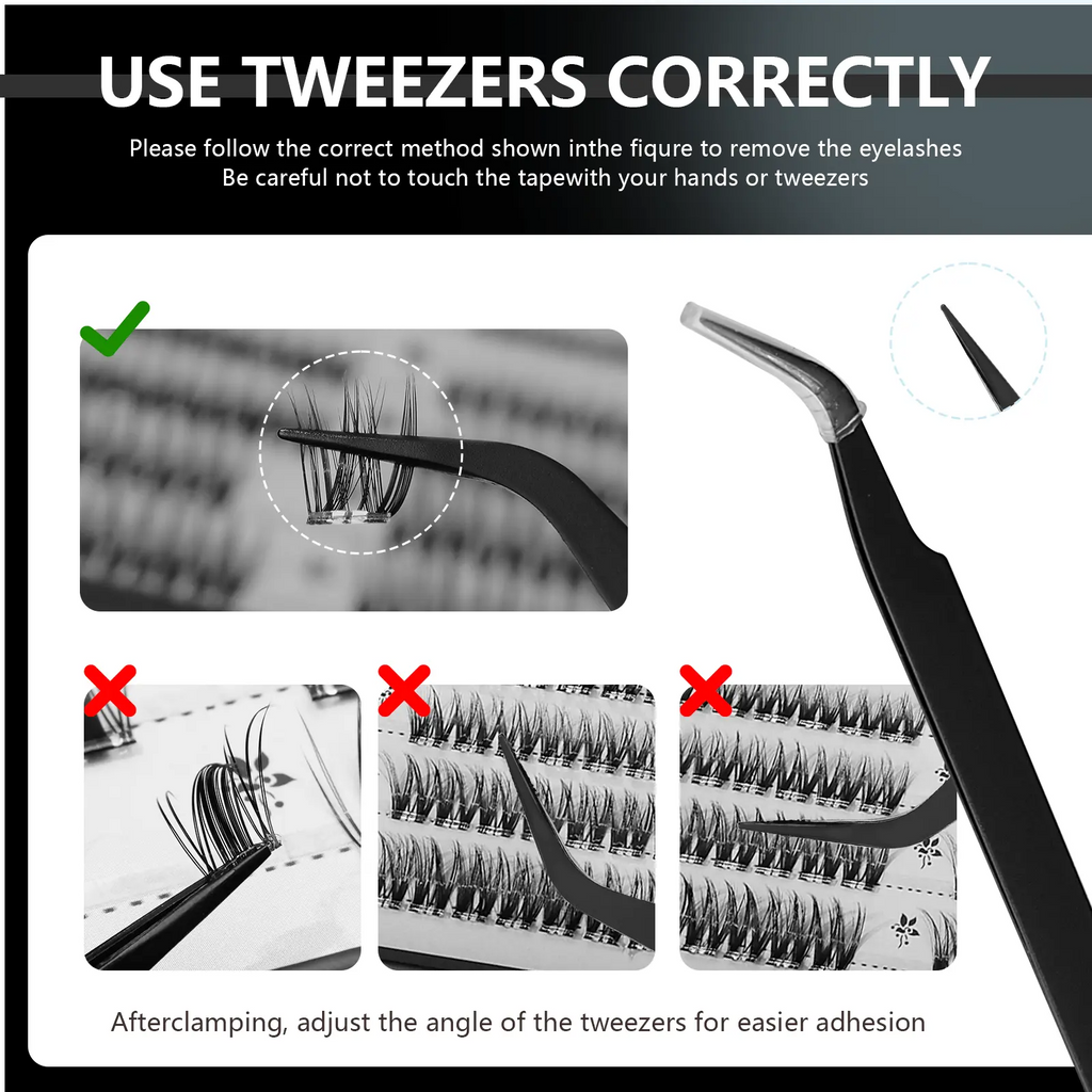 Cluster Lashes Kit – Jelly-Bond Self-Adhesive False Eyelashes with Tweezers
