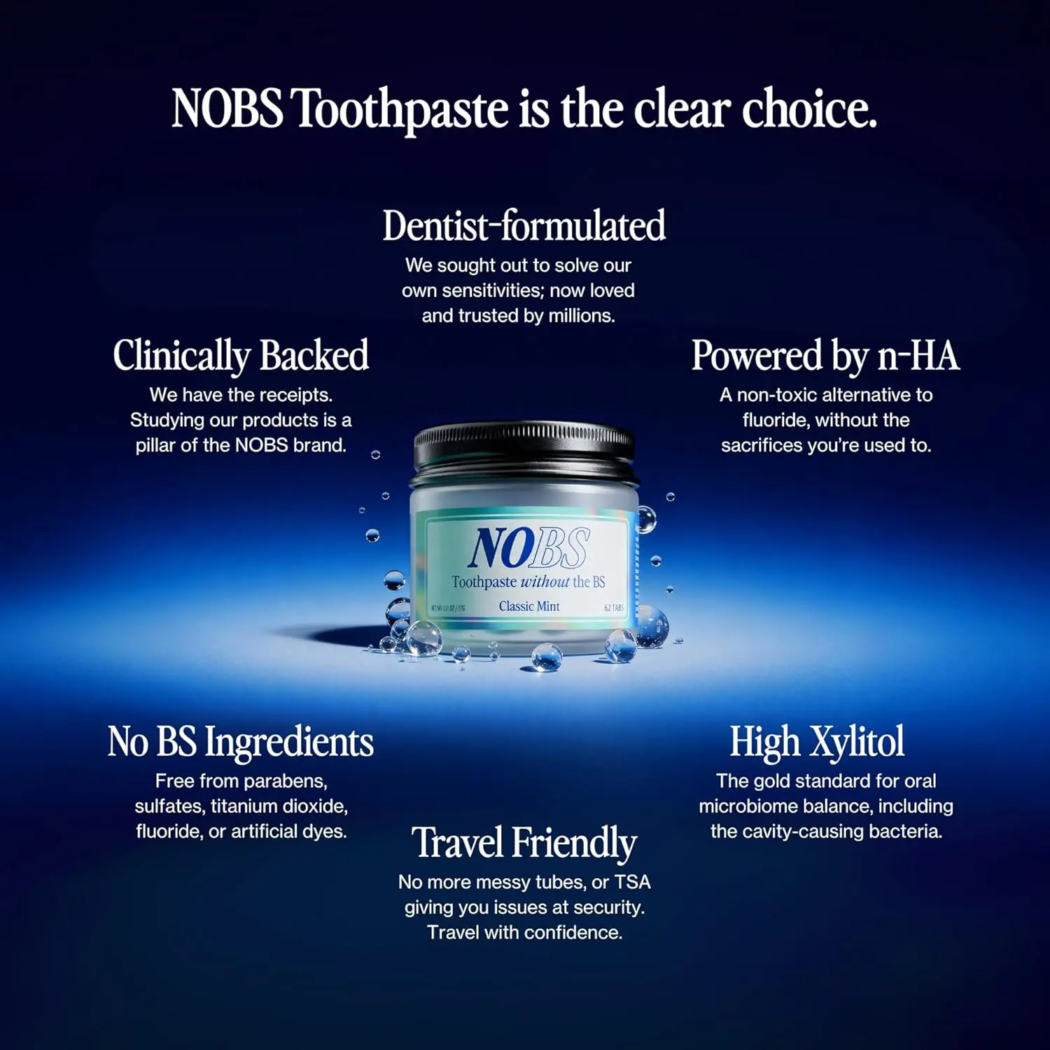 Biöm NOBS Toothpaste Tablets – Classic Mint | SLS-Free, Zero Plastic, Travel-Ready | 1–3 Month Supply