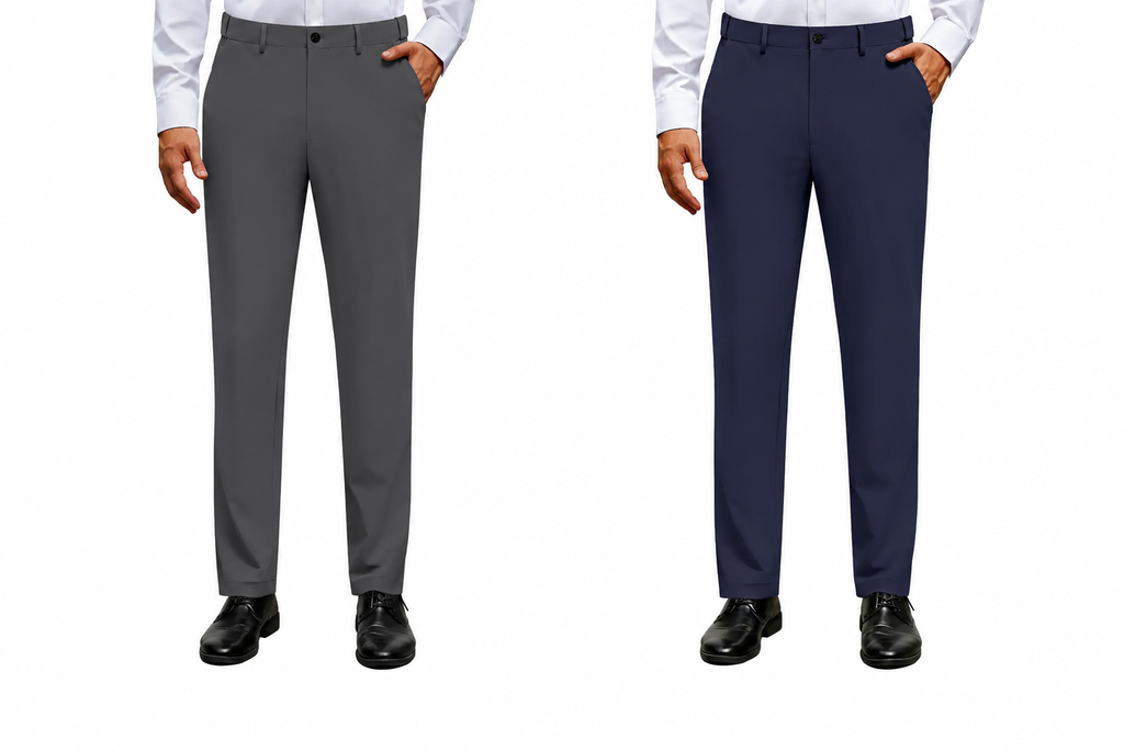 Alimens&Gentle Men's Stretch Dress Pants No Iron Golf Pants Expandable Waist Flat Front Business Casual Formal Pants