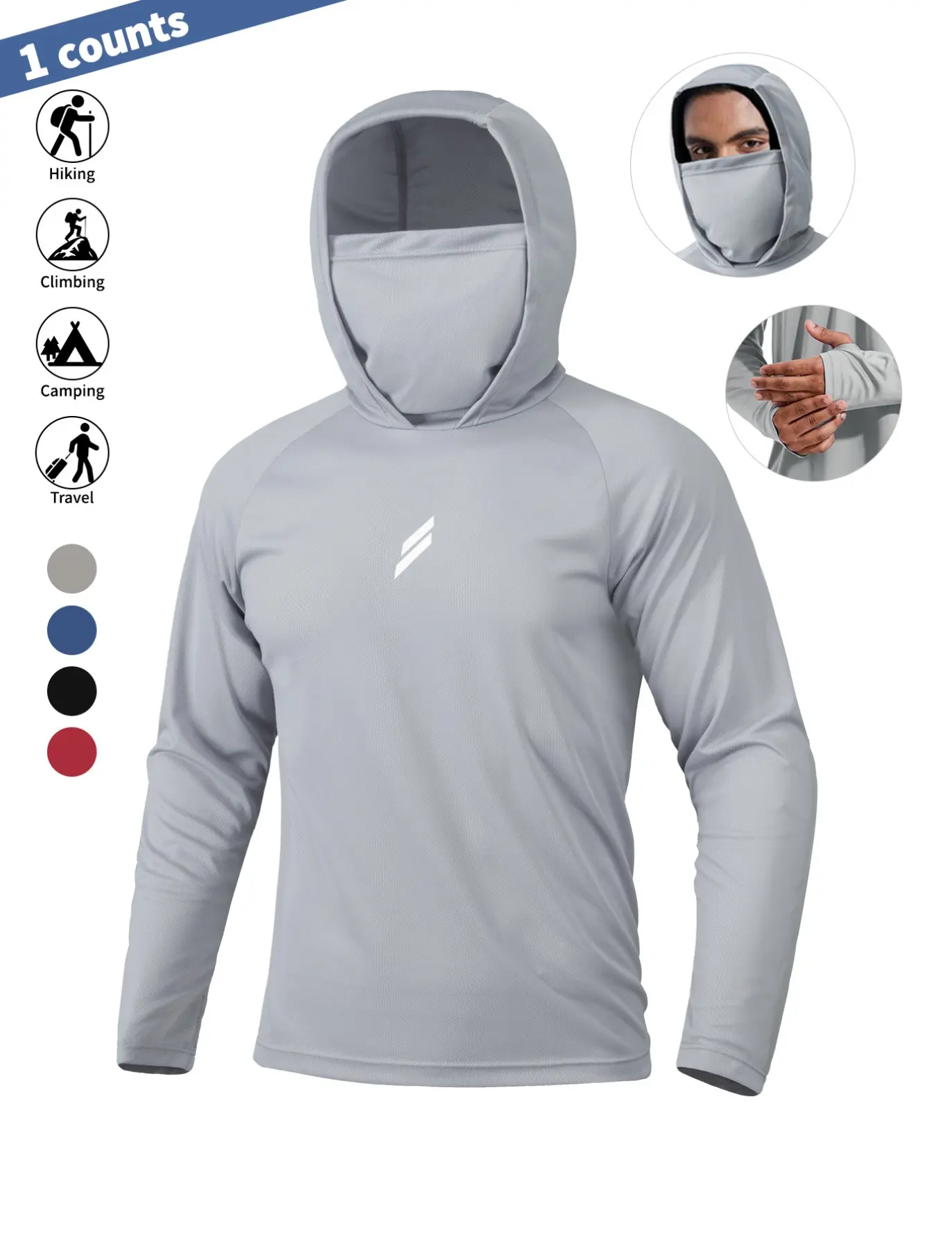 Men's Sun Protection Hoodie with Face Mask – UPF Quick-Dry Fishing Jacket | S–XXL
