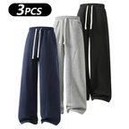 summervibes Men's Solid-Color Drawstring Pants with Curved Blade Design—Casual comfort, relaxed fit suitable for all seasons. Street-style men's trousers perfect for everyday wear and layering. Menswear Beige daily wear pant