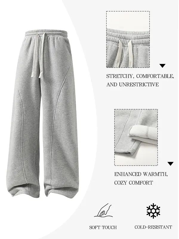 summervibes Men's Solid-Color Drawstring Pants with Curved Blade Design—Casual comfort, relaxed fit suitable for all seasons. Street-style men's trousers perfect for everyday wear and layering. Menswear Beige daily wear pant
