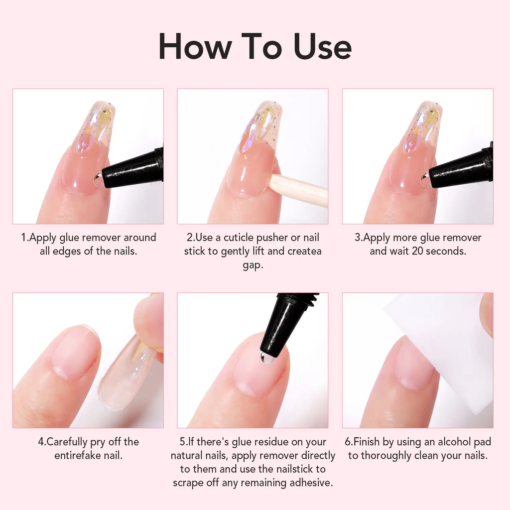 Nail Glue & Remover Kit | Quick-Dry Semi-Solid Press-On Nail Adhesive Gel – No UV Lamp Needed