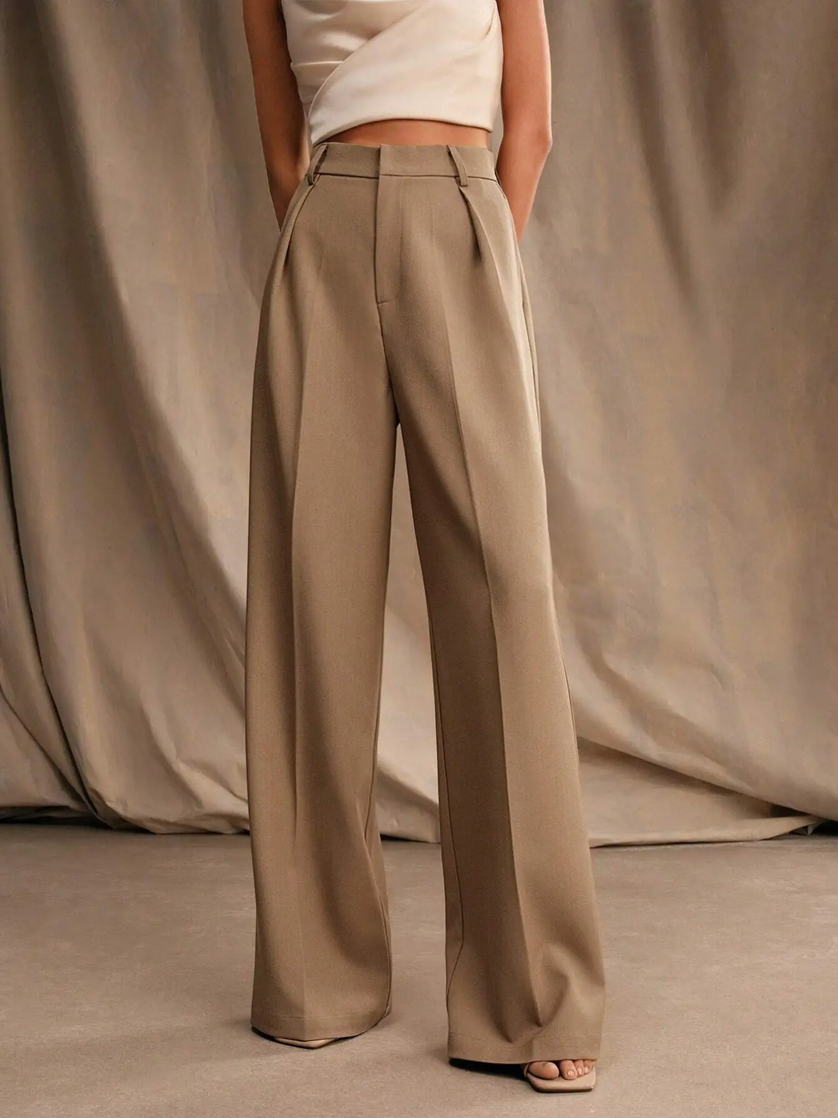 Women's Wide Leg Pants – Solid Color Elegant Trousers for Work & Casual Wear