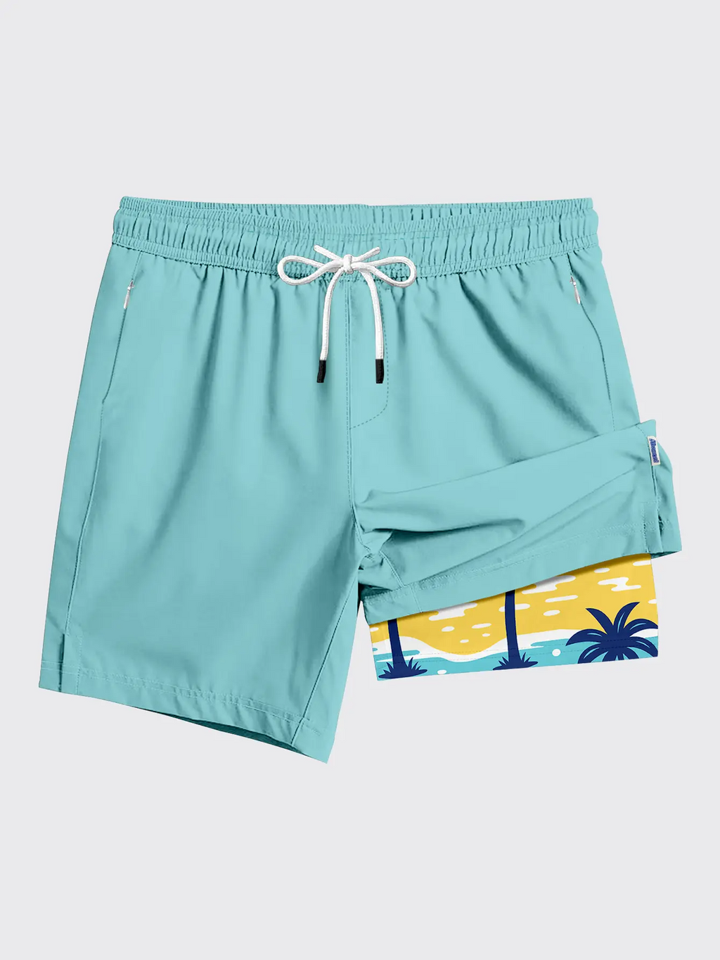 Men's 2-in-1 Swim Trunks – 6" Compression Liner, Quick-Dry, Zipper Pockets | S–2XL