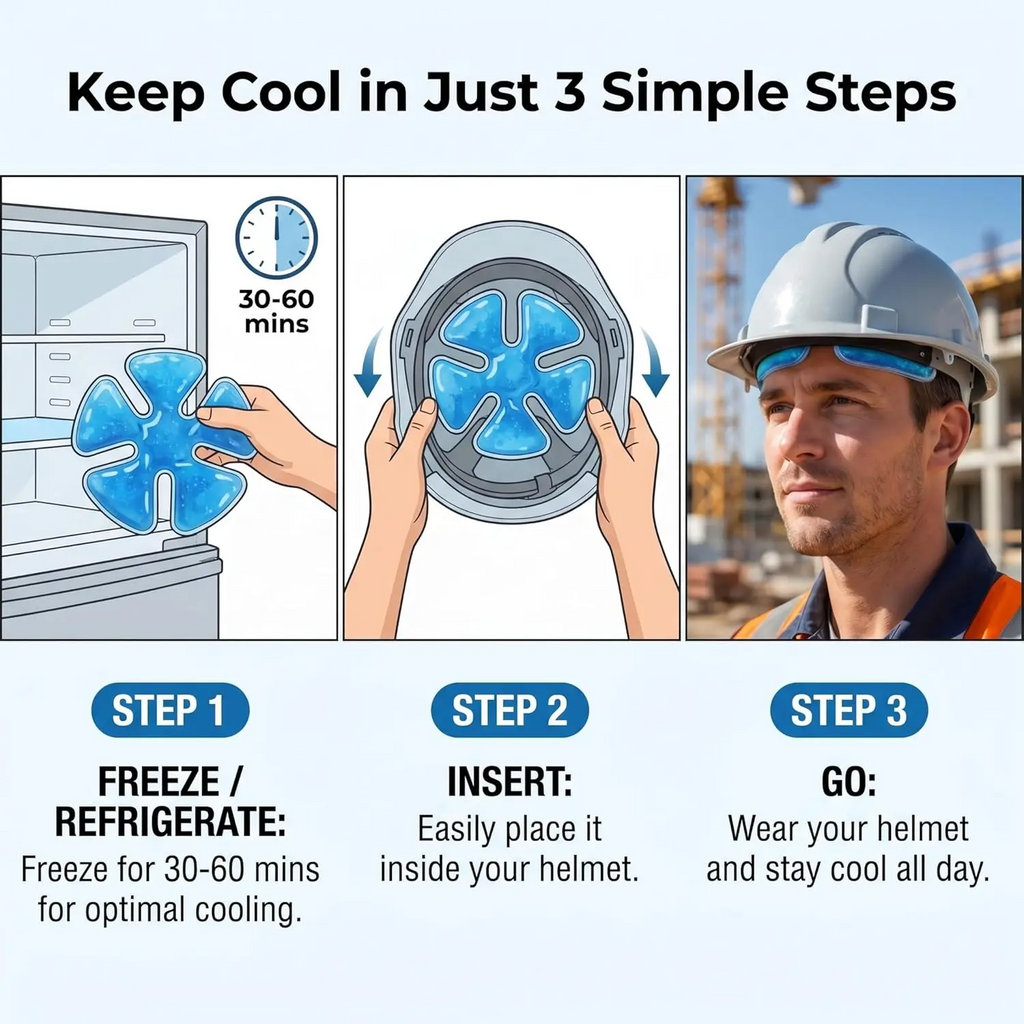Cooling Gel Ice Pack Inserts for Hard Hats & Sun Hats – Reusable