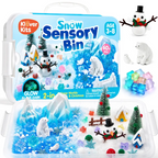 Klever Kits Sensory Bin for Toddlers – Sandbox with Lid, Glow-in-the-Dark Stones, 7 Themes