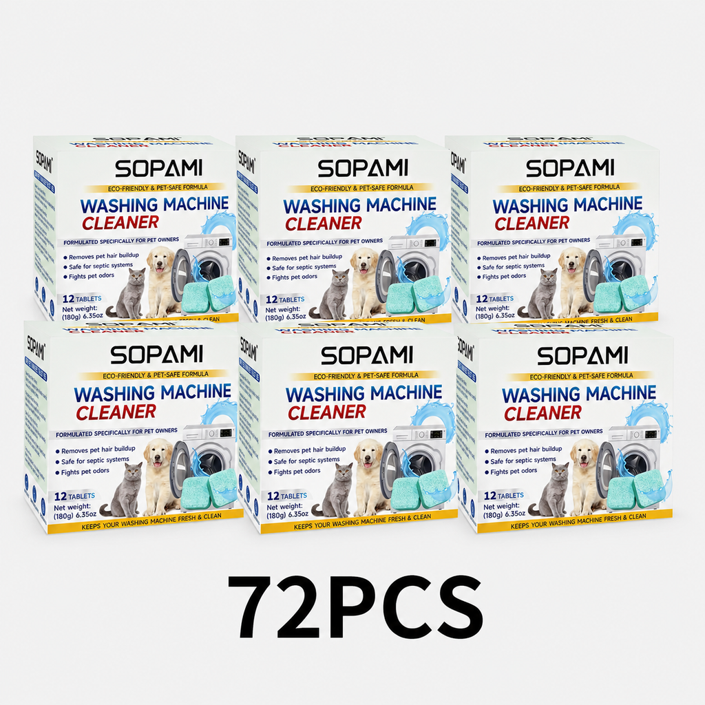 Washing Machine Cleaner Tablets | SOPAMI Deep Clean, Odor Eliminator & Pet-Safe Eco Formula