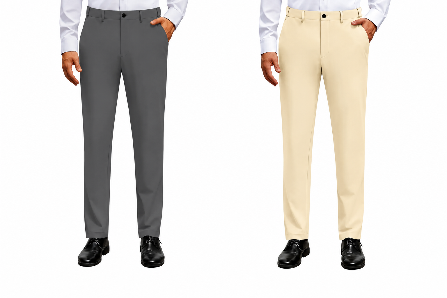 Alimens&Gentle Men's Stretch Dress Pants No Iron Golf Pants Expandable Waist Flat Front Business Casual Formal Pants