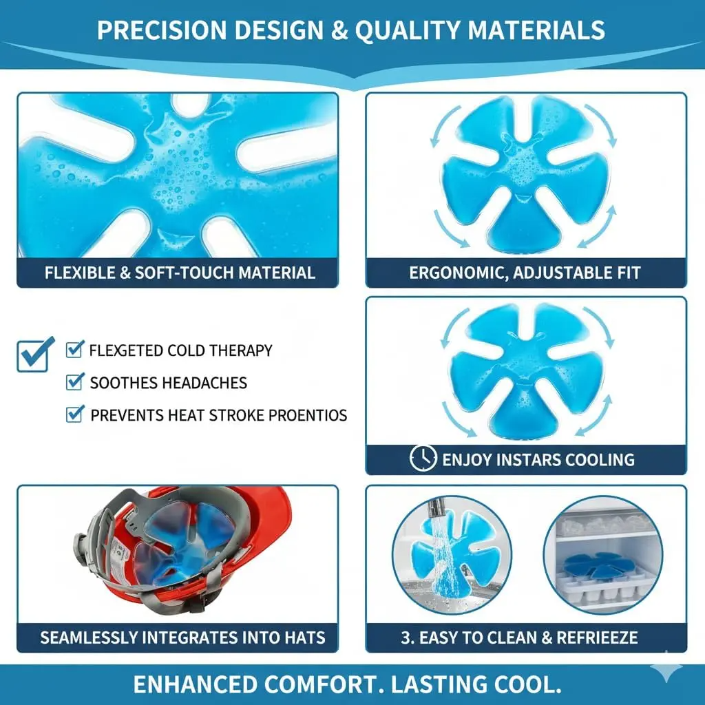 Cooling Gel Ice Pack Inserts for Hard Hats & Sun Hats – Reusable