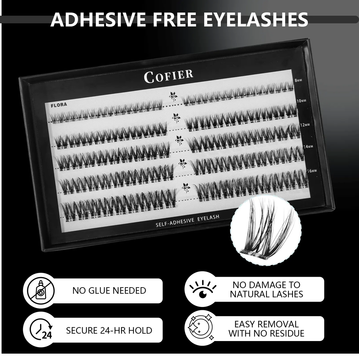 Cluster Lashes Kit – Jelly-Bond Self-Adhesive False Eyelashes with Tweezers