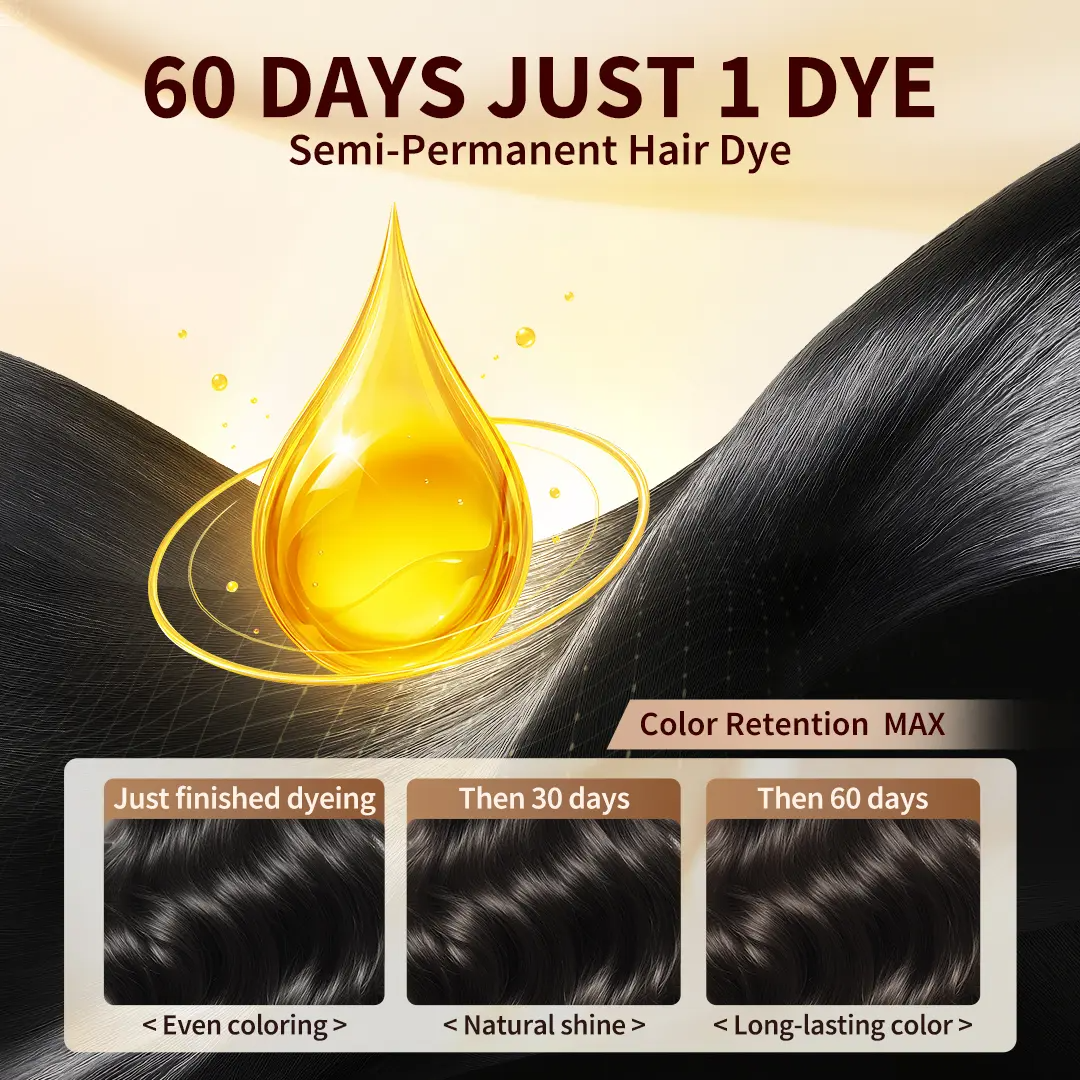 3-in-1 Herbal Hair Dye Shampoo – Ammonia-Free Gray Coverage, 500ml