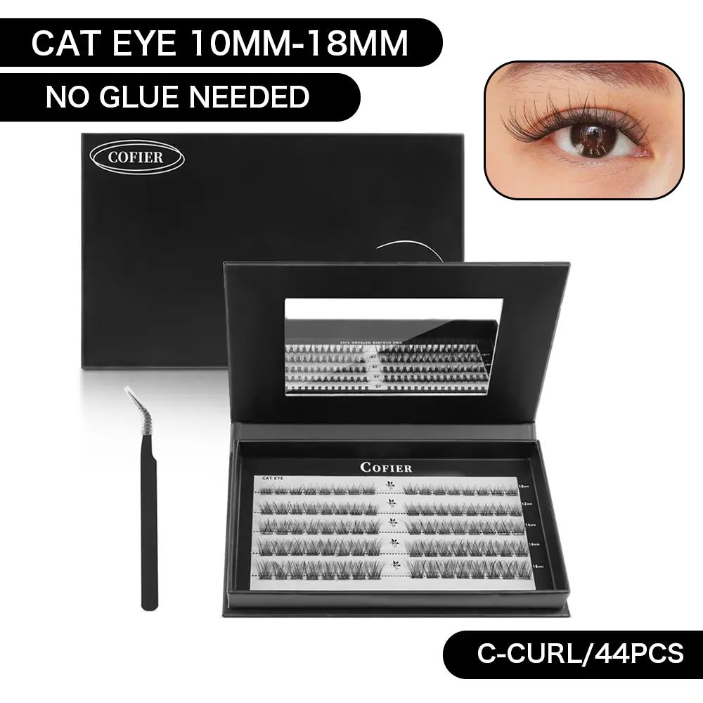 Cluster Lashes Kit – Jelly-Bond Self-Adhesive False Eyelashes with Tweezers