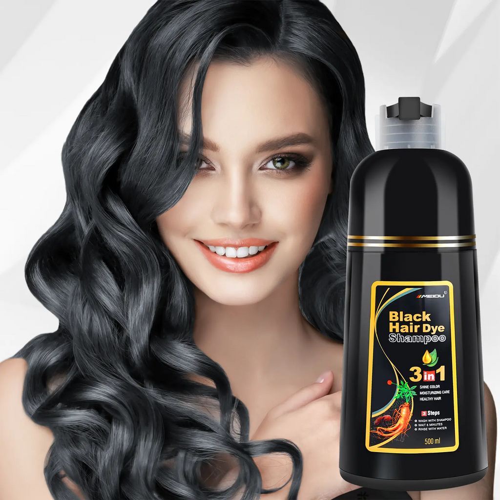 MEIDU 3-in-1 Herbal Hair Dye Shampoo – Ginseng, Grey Coverage, No Bleach