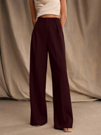 Women's Wide Leg Pants – Solid Color Elegant Trousers for Work & Casual Wear