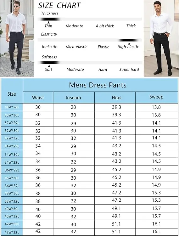 Alimens&Gentle Men's Stretch Dress Pants No Iron Golf Pants Expandable Waist Flat Front Business Casual Formal Pants