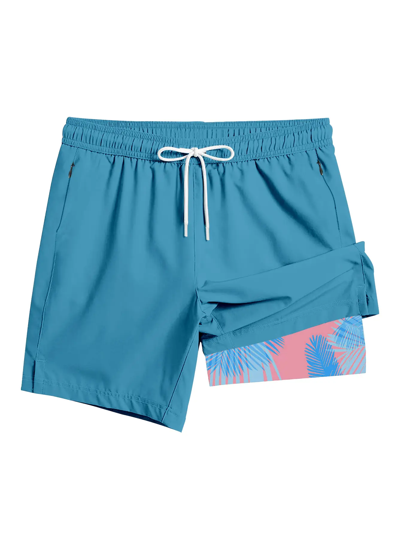 Men's 2-in-1 Swim Trunks – 6" Compression Liner, Quick-Dry, Zipper Pockets | S–2XL