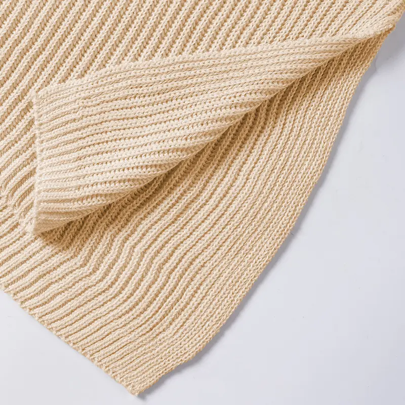 Women’s Oversized Knit Pullover Top – Puff Sleeve Round Neck Cotton Knitwear