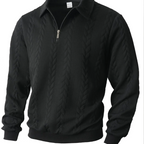 Men’s Half-Zip Knit Sweater – Slim Fit Long Sleeve Polo Pullover