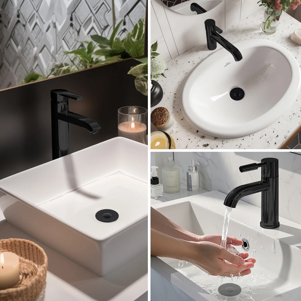 3-in-1 Bathroom Sink Drain Strainer with Pop-Up Stopper – Removable Stainless Steel Basket, Anti-Clog | Fits 1.1–2.36" Drains
