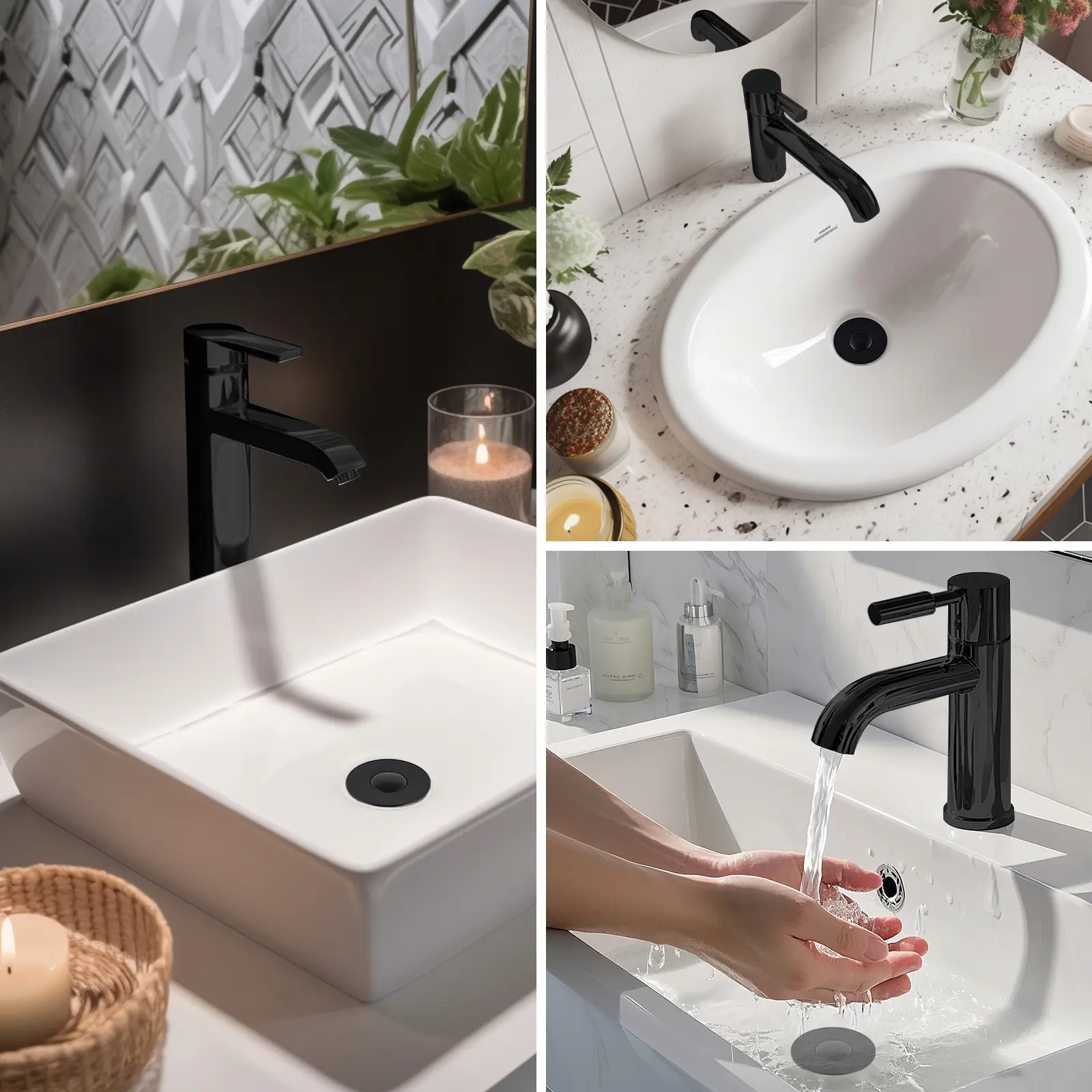 3-in-1 Bathroom Sink Drain Strainer with Pop-Up Stopper – Removable Stainless Steel Basket, Anti-Clog | Fits 1.1–2.36" Drains