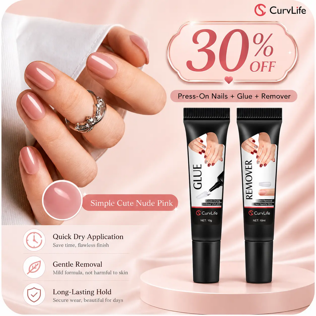 Nail Glue & Remover Kit | Quick-Dry Semi-Solid Press-On Nail Adhesive Gel – No UV Lamp Needed