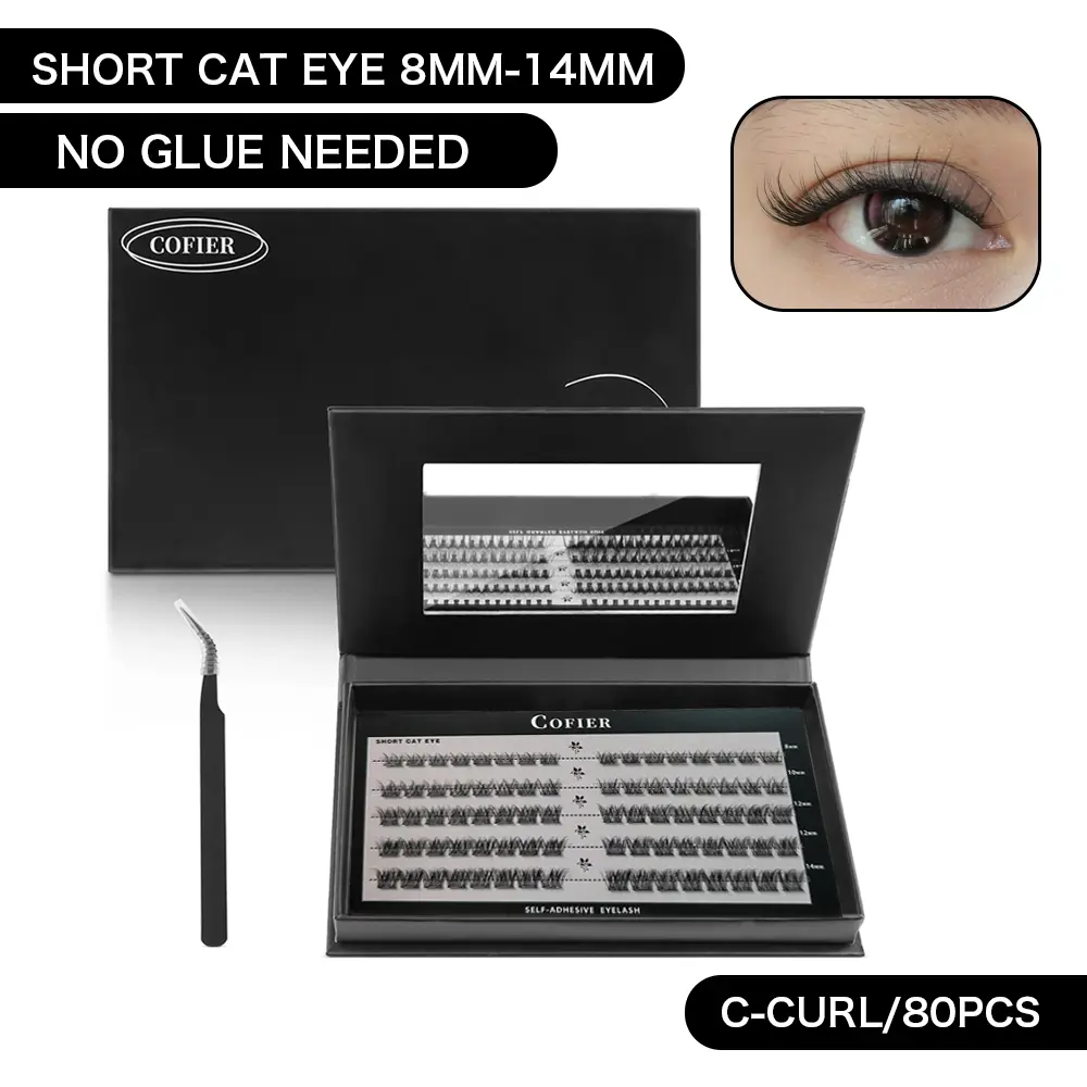 Cluster Lashes Kit – Jelly-Bond Self-Adhesive False Eyelashes with Tweezers