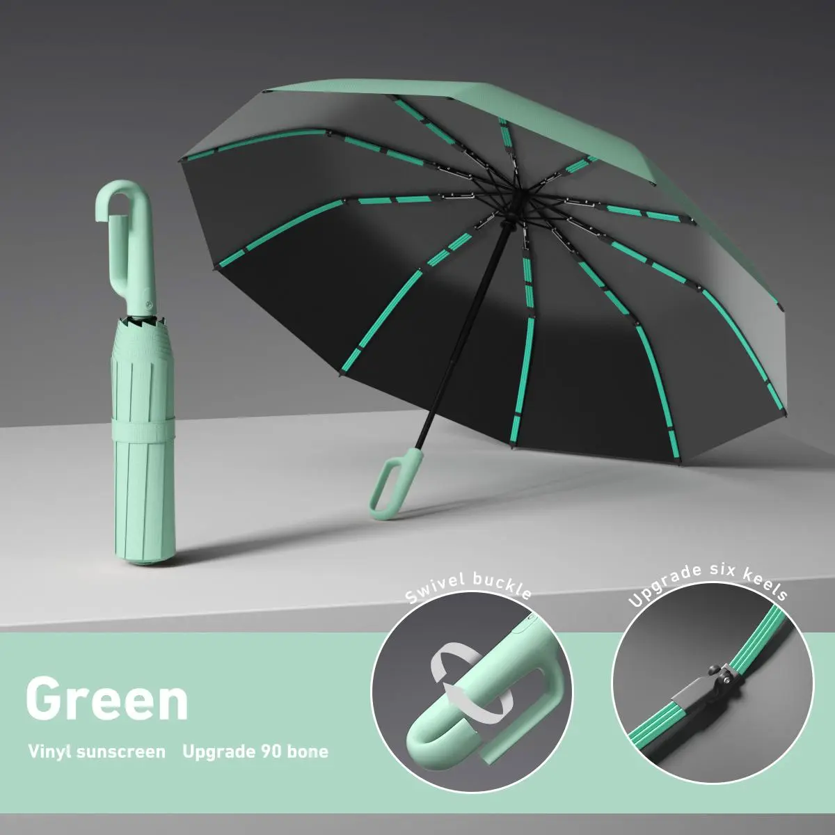 Automatic Folding Umbrella, 1 Count/60pcs Portable Rain Umbrella with Loop Buckle, Windproof & Waterproof Umbrella for Men & Women