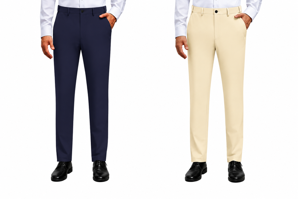 Alimens&Gentle Men's Stretch Dress Pants No Iron Golf Pants Expandable Waist Flat Front Business Casual Formal Pants