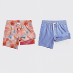 Men's 2-in-1 Swim Trunks – 6" Compression Liner, Quick-Dry, Zipper Pockets | S–2XL