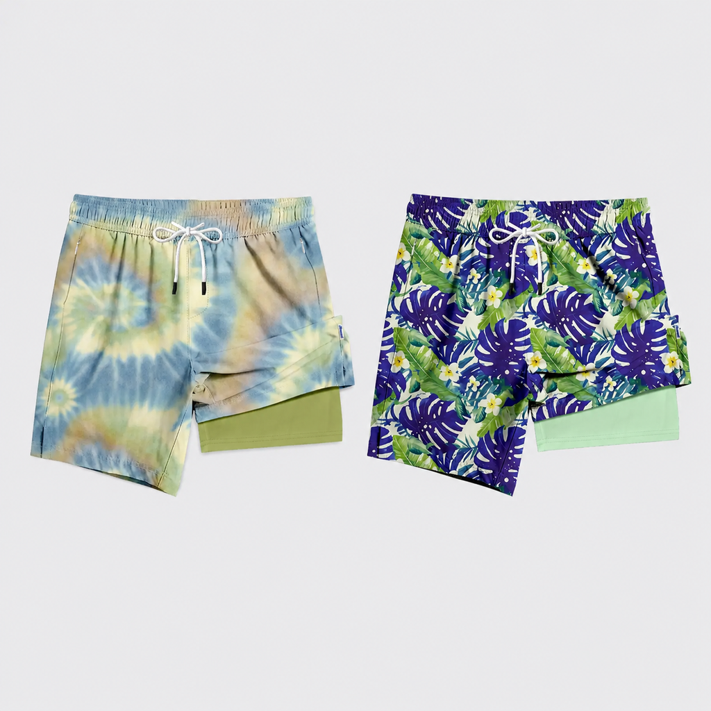 Men's 2-in-1 Swim Trunks – 6" Compression Liner, Quick-Dry, Zipper Pockets | S–2XL