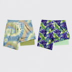 Men's 2-in-1 Swim Trunks – 6" Compression Liner, Quick-Dry, Zipper Pockets | S–2XL