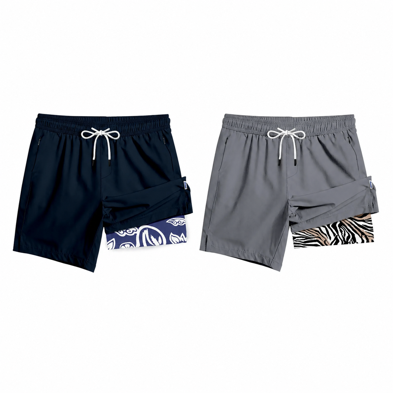 Men's 2-in-1 Swim Trunks – 6" Compression Liner, Quick-Dry, Zipper Pockets | S–2XL