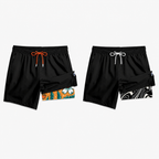 Men's 2-in-1 Swim Trunks – 6" Compression Liner, Quick-Dry, Zipper Pockets | S–2XL