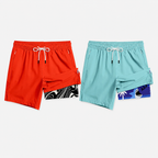 Men's 2-in-1 Swim Trunks – 6" Compression Liner, Quick-Dry, Zipper Pockets | S–2XL