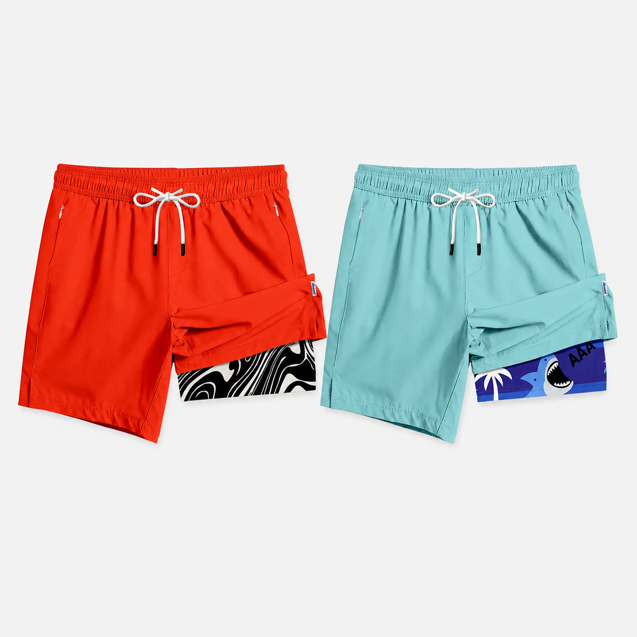 Men's 2-in-1 Swim Trunks – 6" Compression Liner, Quick-Dry, Zipper Pockets | S–2XL