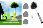 Car Windshield Cleaner – Extendable Handle, 180° Swivel Head & 3 Washable Microfiber Pads | Interior & Exterior