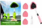 Car Windshield Cleaner – Extendable Handle, 180° Swivel Head & 3 Washable Microfiber Pads | Interior & Exterior