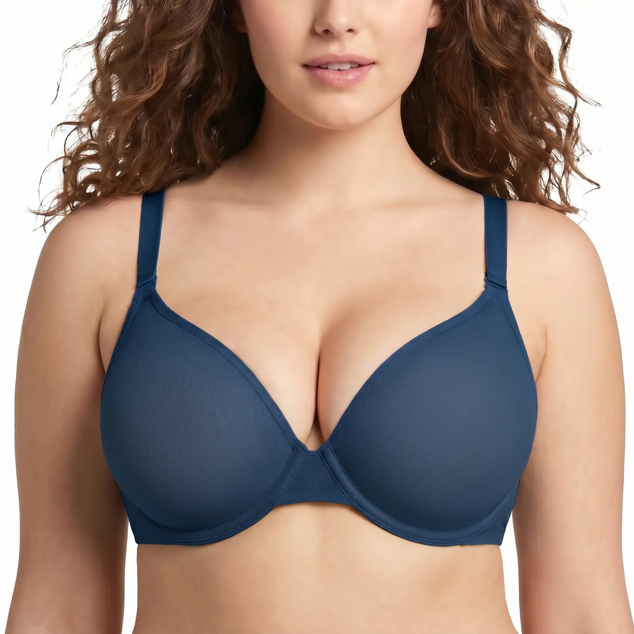 Air Light Breathable Sheer Mesh Halter Bra Plus Size Summer Unlined Full Coverage Bra Underwire